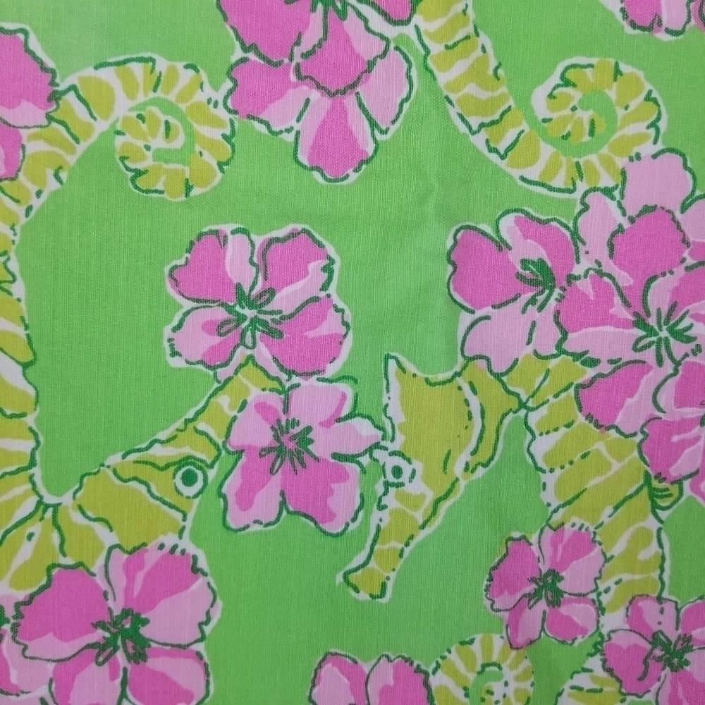 Lilly Pulitzer Limeade Floaters Seahorse Dress Girls Size 3 Tropical Pink Green - Picture 6 of 11